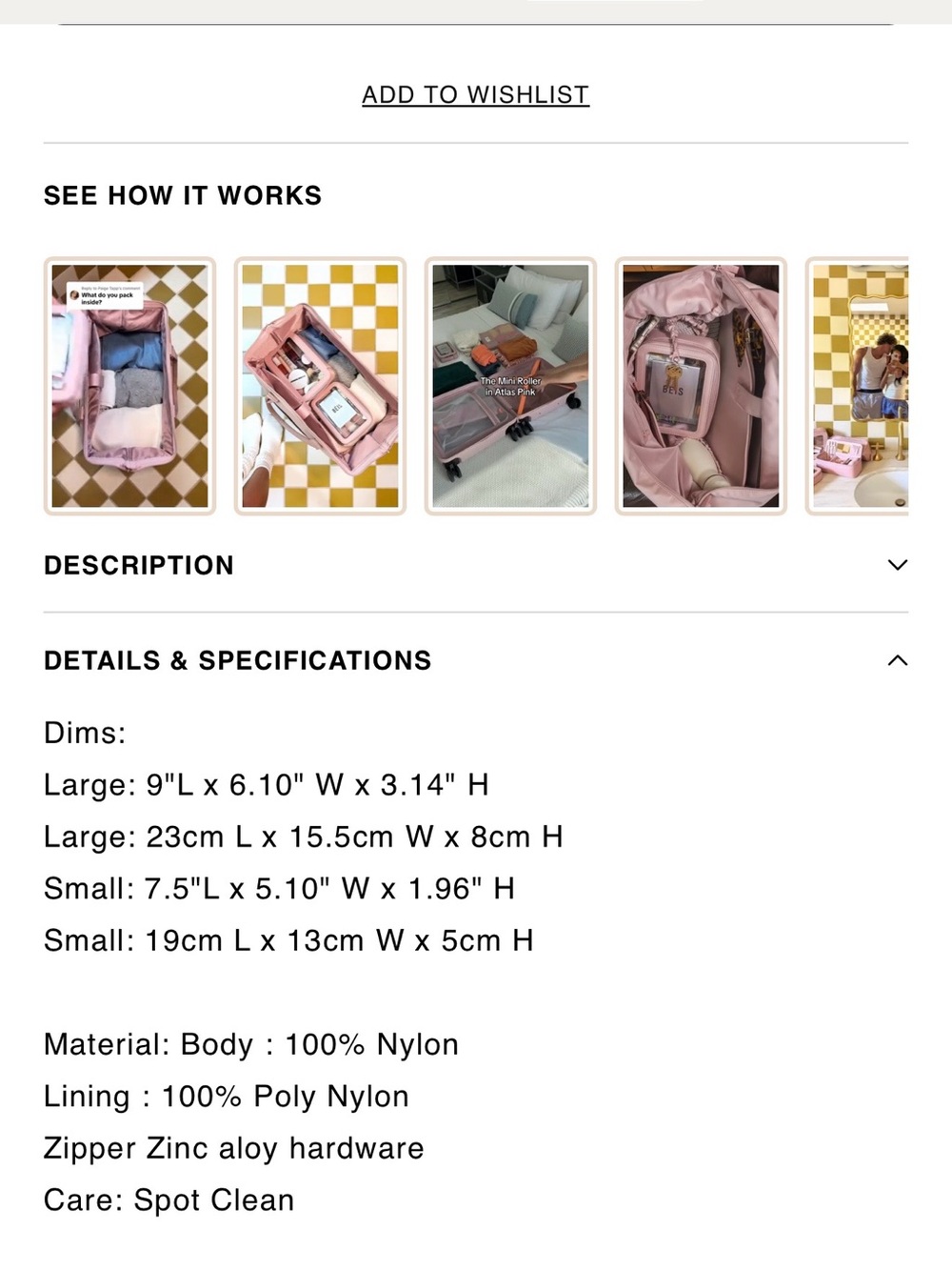 BEIS in flight cosmetic set in atlas pink - Picture 7 of 7